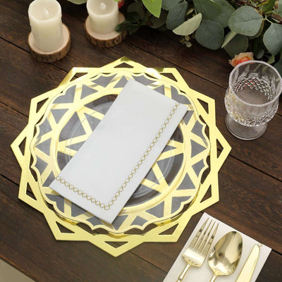 6-Pack Disposable Table Placemats 13" Metallic Gold Laser Cut Geometric Star Design - 700GSM Cardboard Placemats for Upscale Occasions