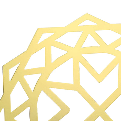 6-Pack Disposable Table Placemats 13" Metallic Gold Laser Cut Geometric Star Design - 700GSM Cardboard Placemats for Upscale Occasions