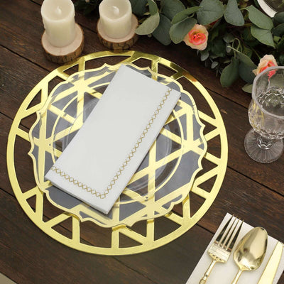 6-Pack Disposable Table Placemats 13" Metallic Gold Laser Cut Geometric Triangle Design - 700GSM Cardboard Placemats for Upscale Occasions