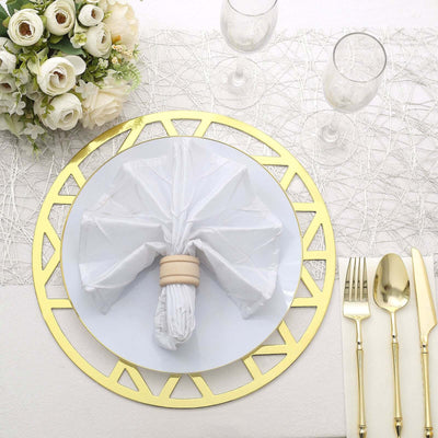6-Pack Disposable Table Placemats 13" Metallic Gold Laser Cut Geometric Triangle Design - 700GSM Cardboard Placemats for Upscale Occasions