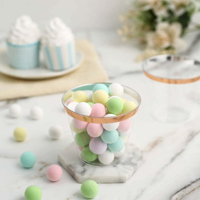 12-Pack Plastic Party Squat Cups 10oz Clear with Rose Gold Rim - Modern Disposable Tumblers for Events & Outdoor Gatherings