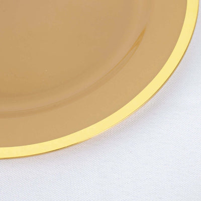 10-Pack Plastic Round Appetizer Plates 7" Gold - Classy Disposable Salad Plates for Weddings & Celebrations