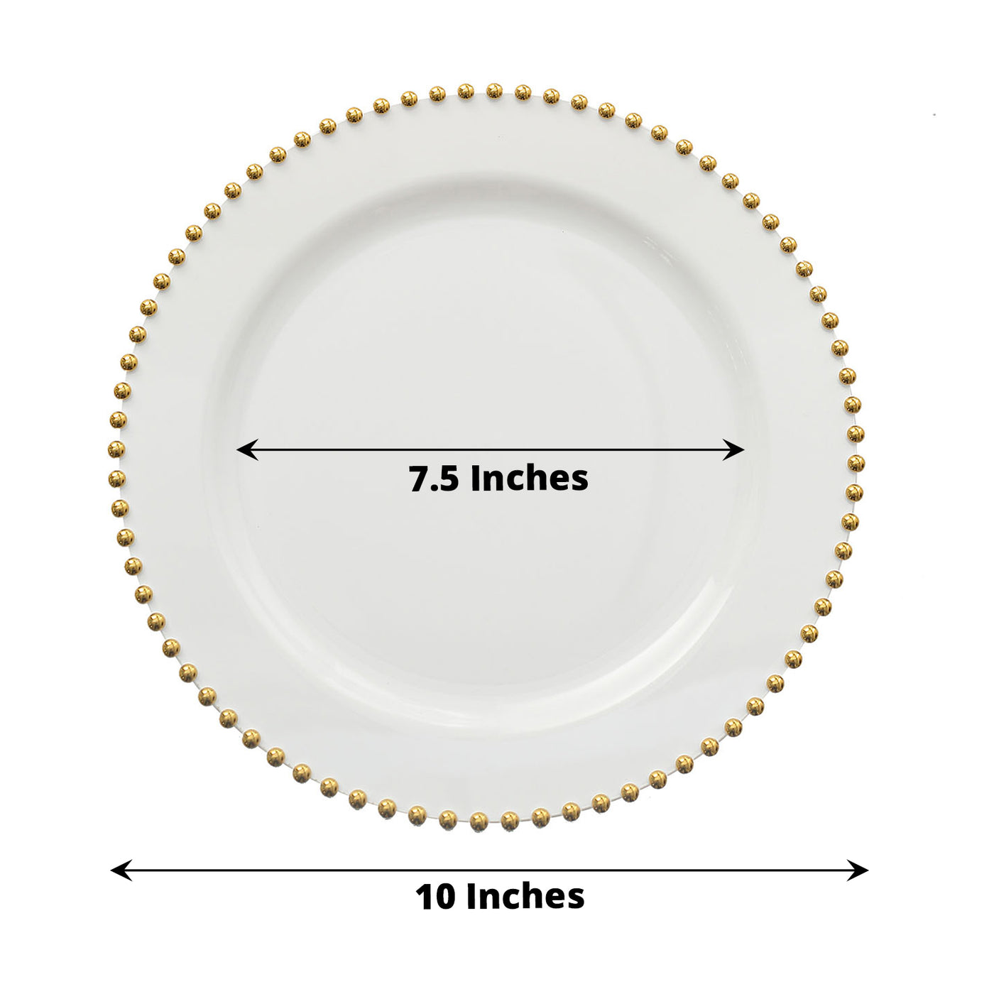 10-Pack Clear Gold Beaded Dinner Plates | eFavormart.com