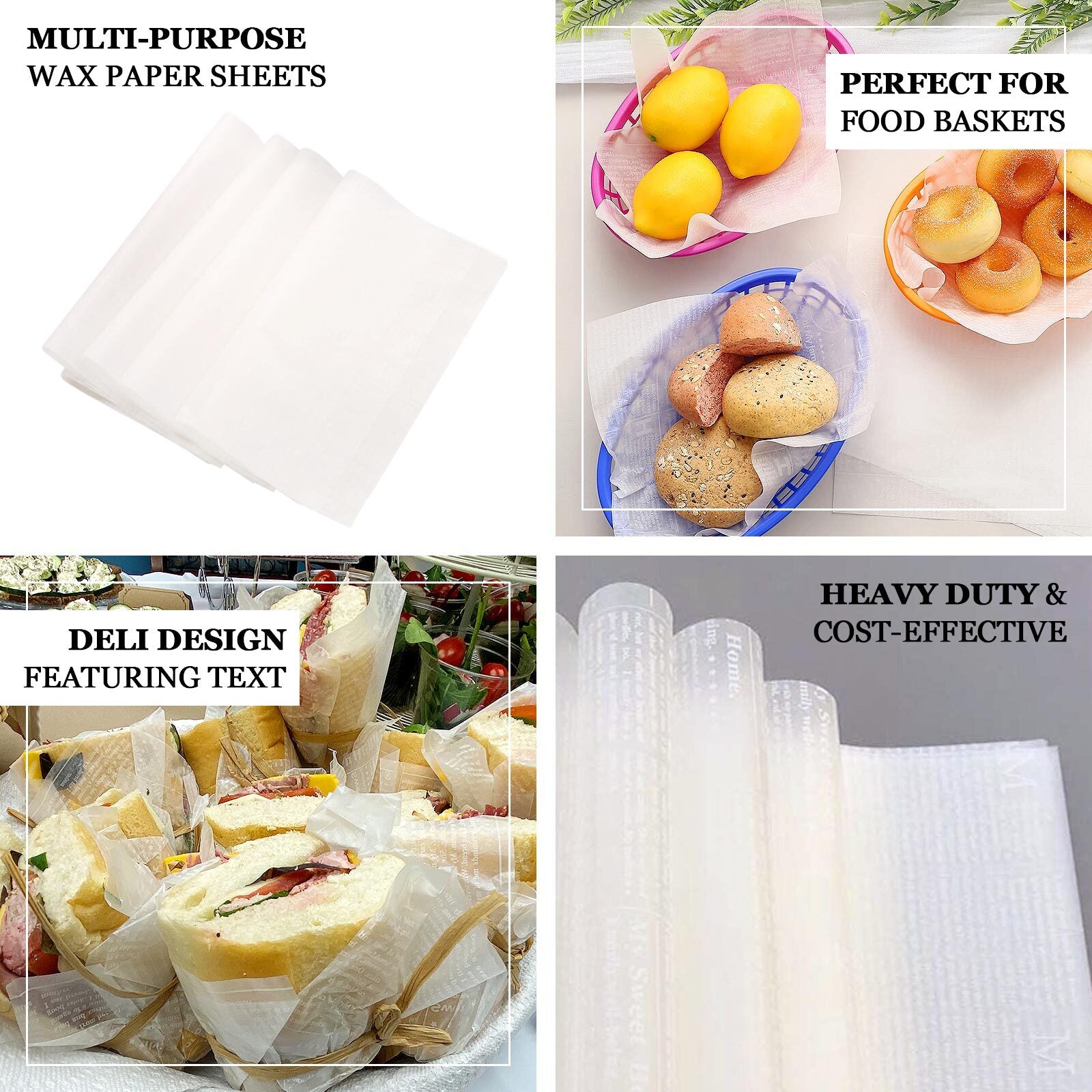 50-Pack White Rectangle Wax Paper Liners | eFavormart.com
