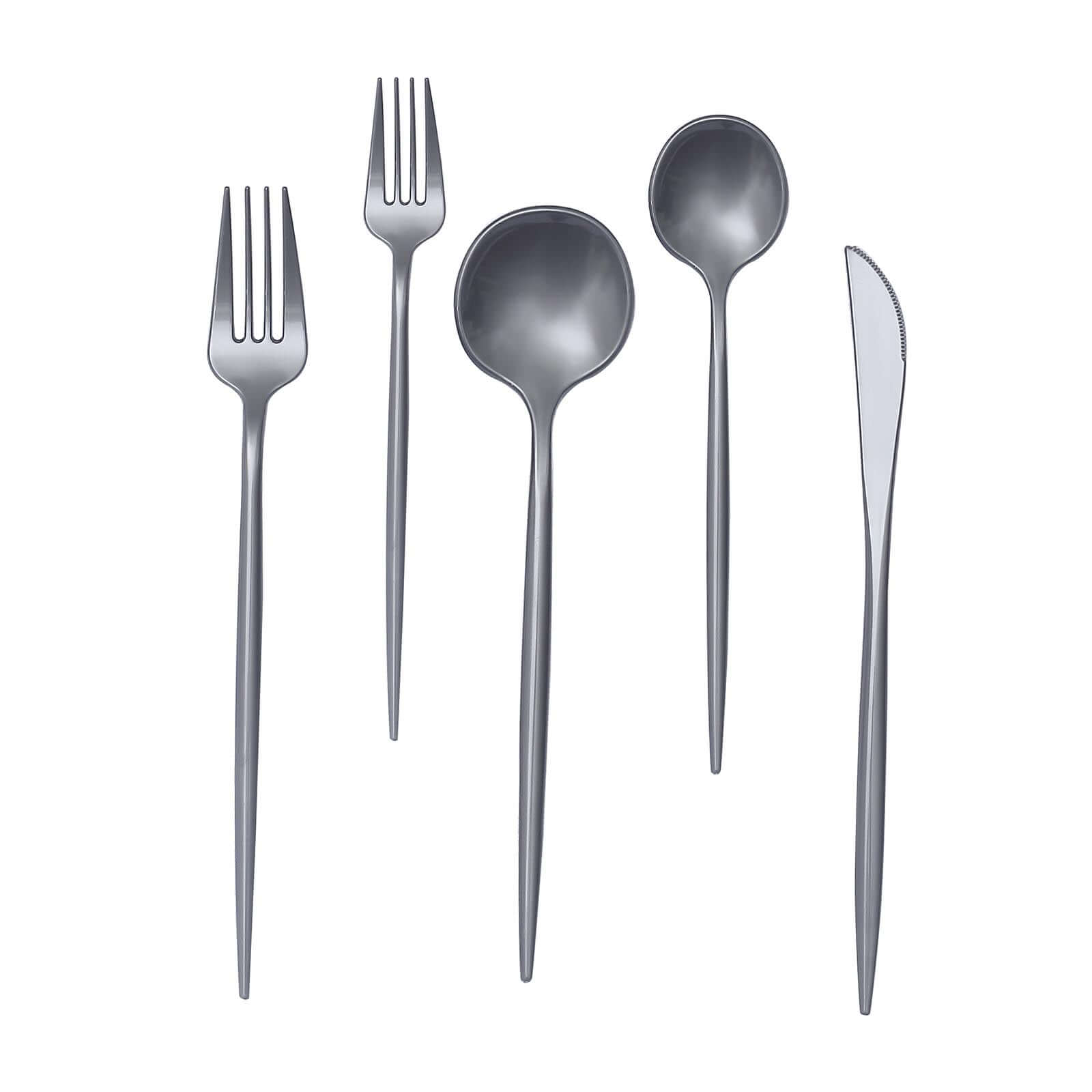 Silver Heavy Duty Plastic Utensil Set