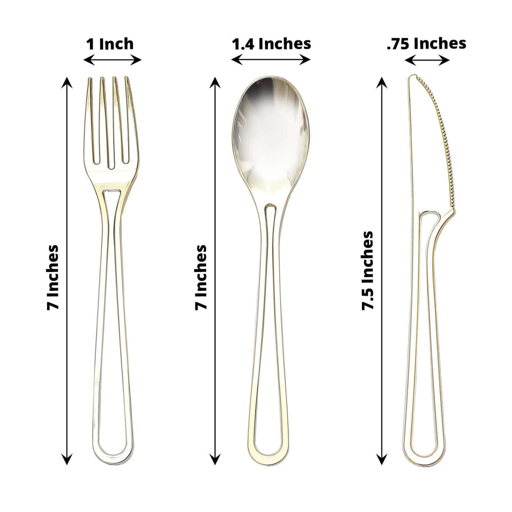 24-Pack Gold Modern Hollow Handle Utensil Set | eFavormart.com