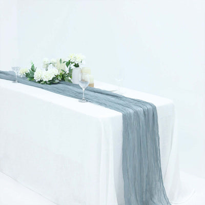 Gauze Cheesecloth Table Runner 10ft Dusty Blue - Rustic Boho Table Linen