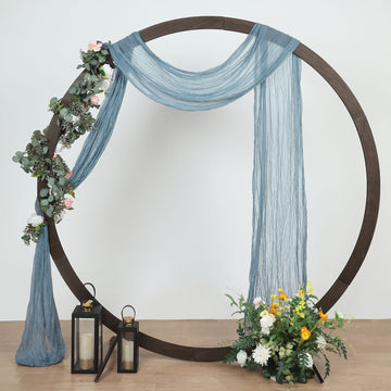 Dusty Blue Gauze Cheesecloth Draping Fabric Wedding Arch Decorations, Window Scarf Valance, Boho Arbor Long Curtain Panel 20ft