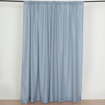 2 Pack Dusty Blue Polyester Backdrop Drape Curtains With Rod Pockets, Event Divider Panels 130GSM - 10ftx8ft