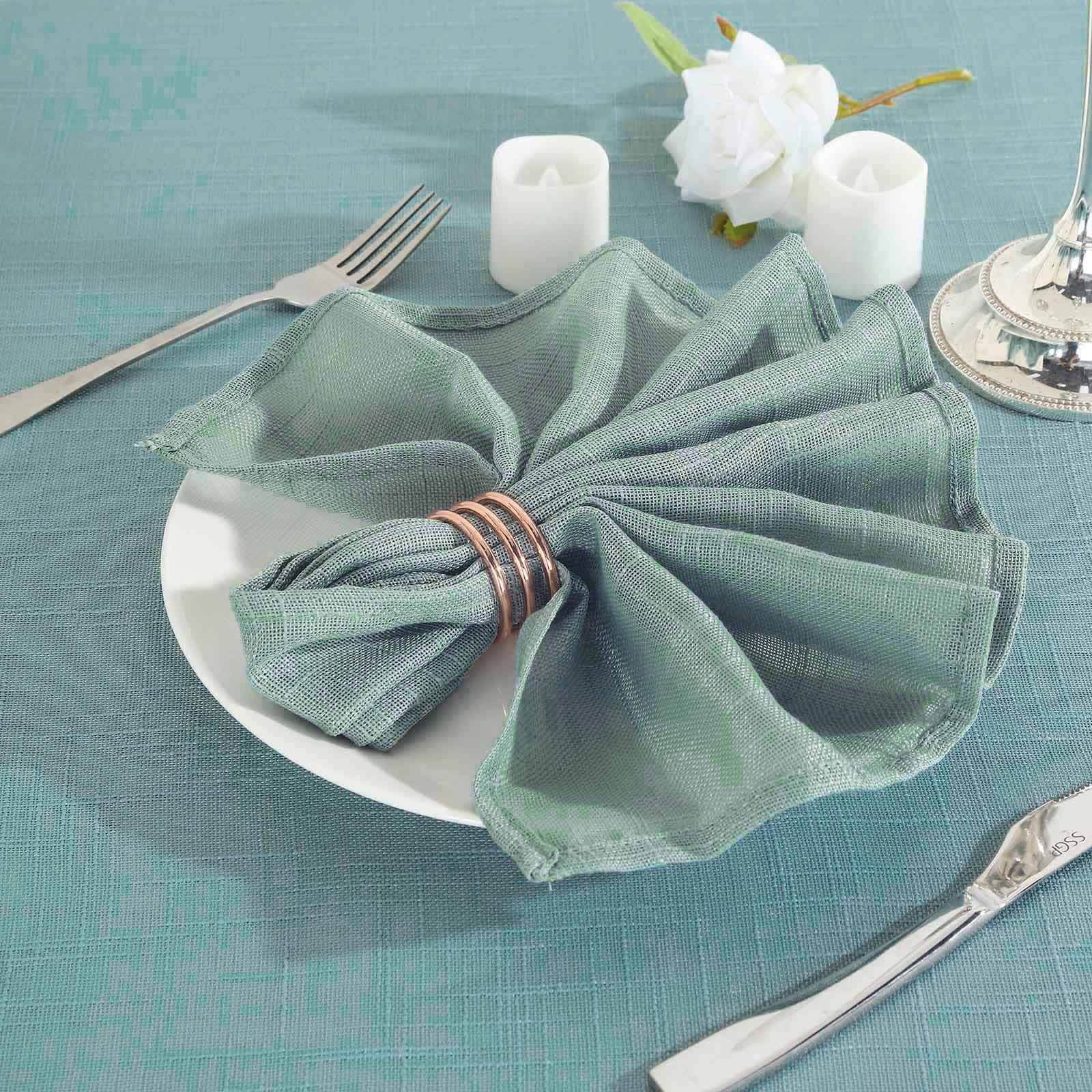 Dusty Blue Slubby Textured Dinner Napkins 5-Pack | eFavormart.com