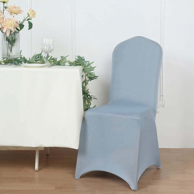 Spandex Stretch Fitted Banquet Chair Cover 160GSM Dusty Blue - Durable Slip-On Slipcover