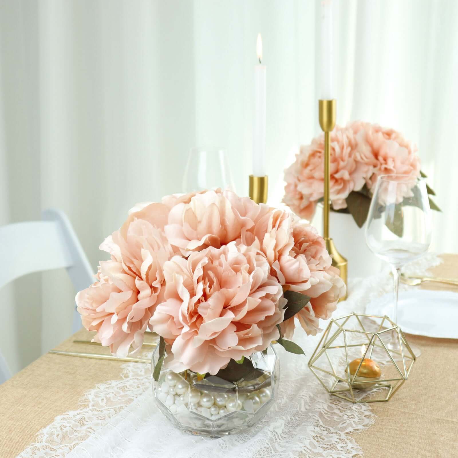 Dusty Rose Silk Peony Flower Bouquets | eFavormart.com