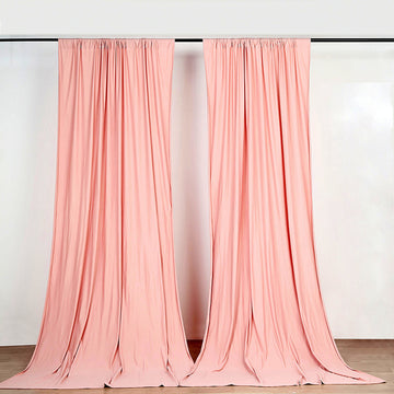 2 Pack Dusty Rose Scuba Polyester Backdrop Drape Curtains, Inherently Flame Resistant Event Divider Panels Wrinkle Free With Rod Pockets - 10ftx10ft