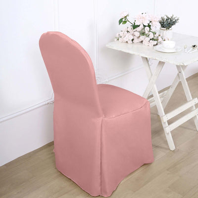 Polyester Banquet Chair Cover Dusty Rose - Reusable Stain-Resistant Slipcover