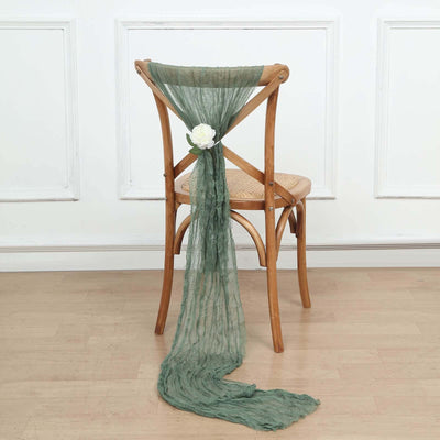 5 Pack Cheesecloth Gauze Chair Sashes 16"x88" Dusty Sage Green - Boho Decorative Accent