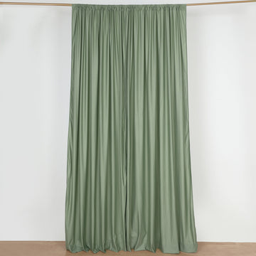 2 Pack Dusty Sage Green Scuba Polyester Backdrop Drape Curtains, Inherently Flame Resistant Event Divider Panels Wrinkle Free With Rod Pockets - 10ftx10ft