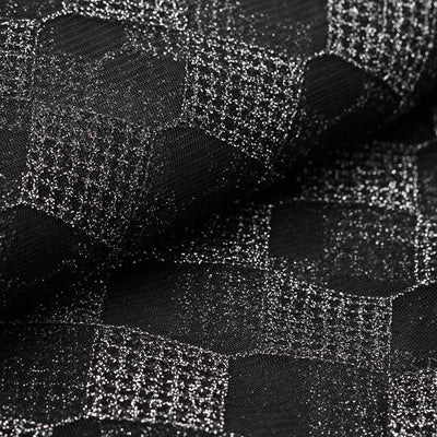Black / Silver Buffalo Plaid Polyester Fabric Roll, Checkered Netting DIY Craft Fabric Bolt 54"x4 Yards