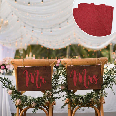 10 Pack Burgundy Self-Adhesive Glitter DIY Craft Foam Sheets 12"x10"