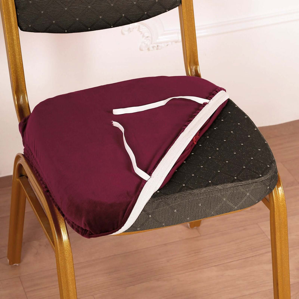 Burgundy Velvet Dining Chair Seat Cover | eFavormart.com