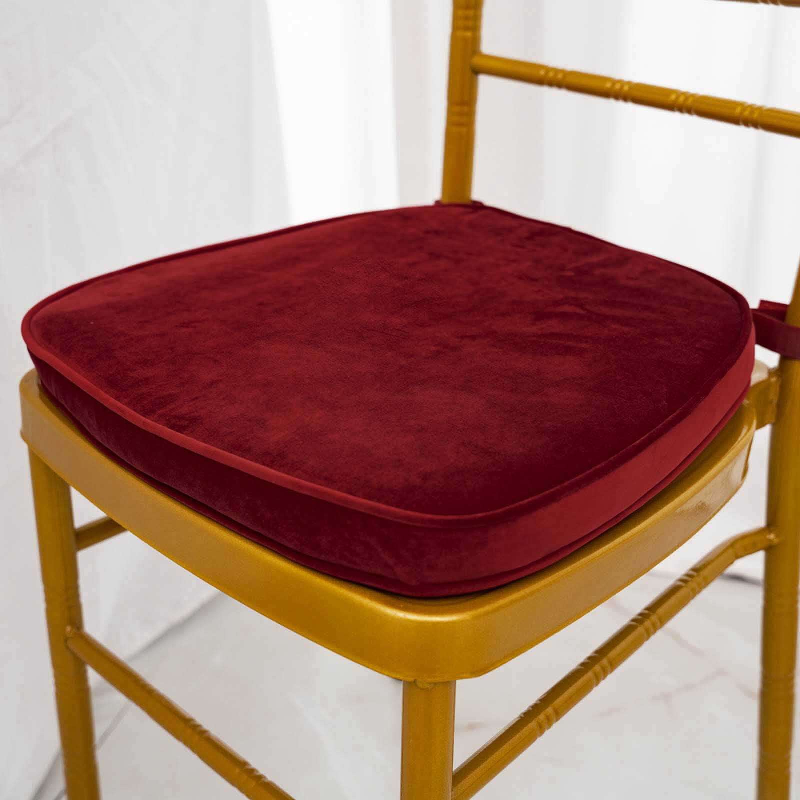 Burgundy Velvet Chiavari Chair Memory Foam Cushion