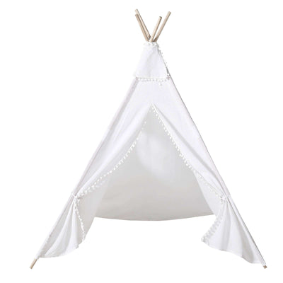 Kids Linen Teepee Play Tent, Toddler Indoor/Outdoor Playhouse With Window 5ft