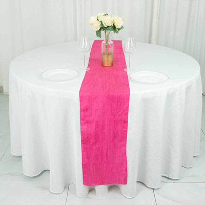 Taffeta Table Runner 12"x108" Fuchsia - Accordion Crinkle Table Linen