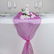 14 Inch x 108 Inch Organza Fuchsia Table Top Runner#whtbkgd