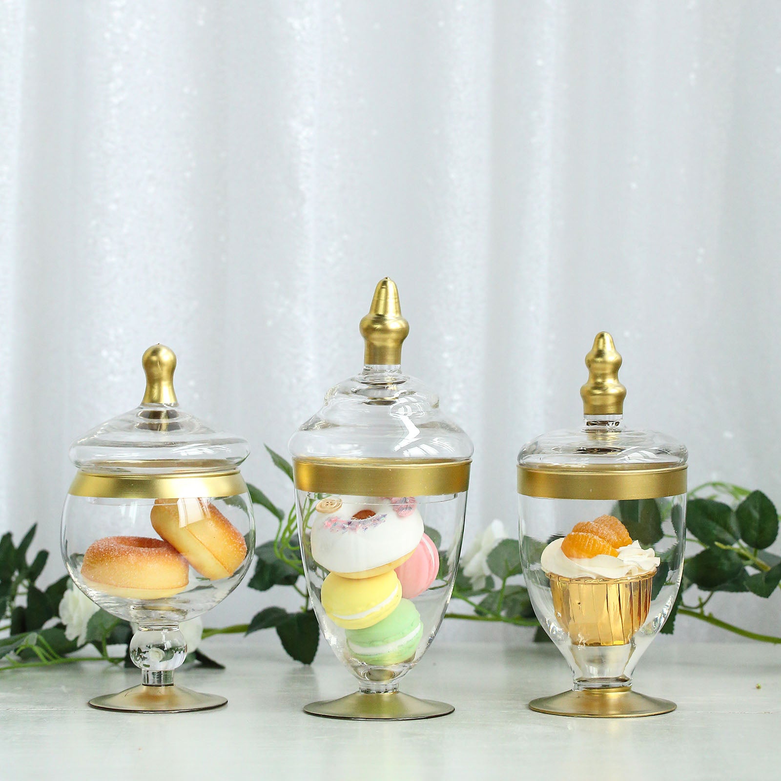 Set Of 3 Apothecary Glass Candy Jars With Lids - 9/13/14