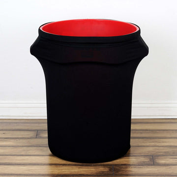 Black Stretch Spandex Round Trash Bin Container Cover 24-40 Gallons