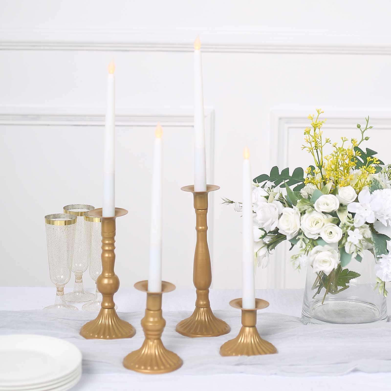 Gold Baroque Metal Taper Candle Holders Set | eFavormart.com