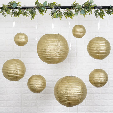 <h3 style="margin-left:0px;"><strong>Elegant and Versatile Décor With Gold Hanging Paper Lanterns</strong>