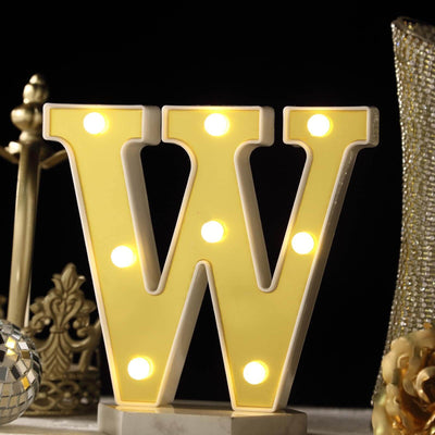 3D Marquee Letter "W" Gold with Warm White 8 LED Lights 6" - Light-Up Accent for Displays