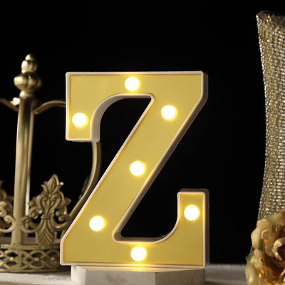 3D Marquee Letter "Z" Gold with Warm White 7 LED Lights 6" - Light-Up Accent for Displays