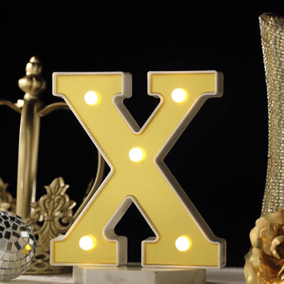 3D Marquee Letter "X" Gold with Warm White 5 LED Lights 6" - Light-Up Accent for Displays