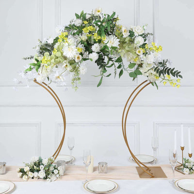 Metal Floral Arch Frame 38" Gold Curvy Design - Wedding Table Centerpiece or Aisle Prop