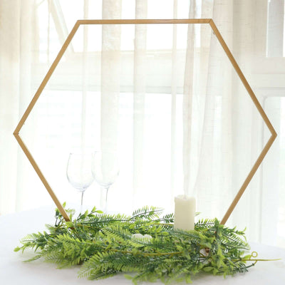 Metal Hexagon Table Wedding Arch Centerpiece Gold 21" - Geometric Self-Standing Flower Balloon Frame
