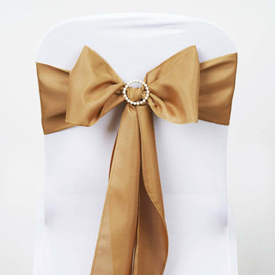 5 Pack Polyester Chair Sashes 6"x108" Gold - Versatile & Chic Chair Accessories