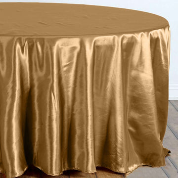 Gold Seamless Satin Round Tablecloth 108"