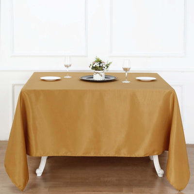 Polyester Square Tablecloth 90"x90" Gold - Wrinkle-Resistant and Durable Table Cover for Weddings & Special Occasions