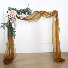 Gold Sheer Organza Wedding Arch Draping Fabric, Long Curtain Backdrop Window Scarf Valance 18ft