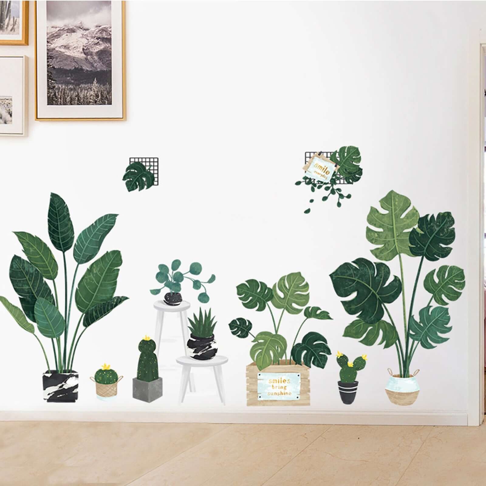 Green Tropical Potted Plants Wall Decals | eFavormart.com