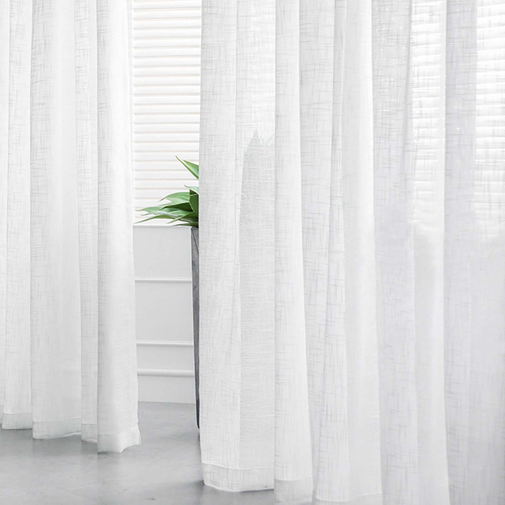 2-Pack White Faux Linen Curtains 52x96 | eFavormart.com