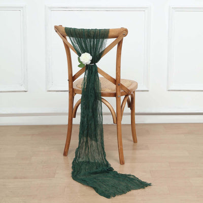 5 Pack Cheesecloth Gauze Chair Sashes 16"x88" Hunter Emerald Green - Boho Decorative Accent