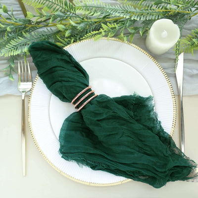 5 Pack Gauze Cheesecloth Napkins 24"x19" Hunter Emerald Green - Reusable Boho Dinner Napkins