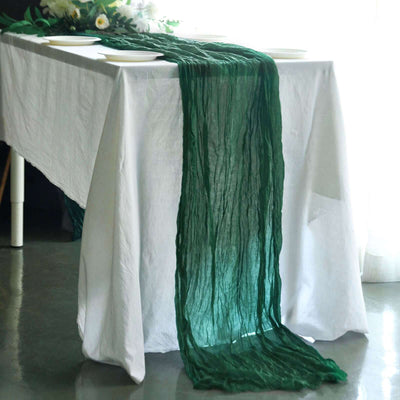 Gauze Cheesecloth Table Runner 10ft Hunter Emerald Green - Rustic Boho Table Linen
