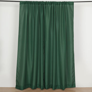 2 Pack Hunter Emerald Green Polyester Backdrop Drape Curtains With Rod Pockets, Event Divider Panels 130GSM - 10ftx8ft