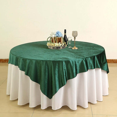 Velvet Table Overlay 72"x72" Hunter Emerald Green - Soft Finish Tablecloth Topper