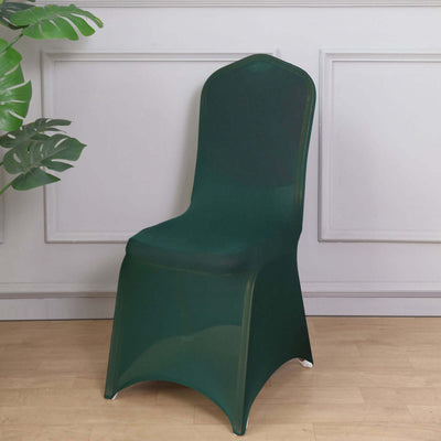 Spandex Stretch Fitted Banquet Chair Cover 160GSM Hunter Emerald Green - Durable Slip-On Slipcover