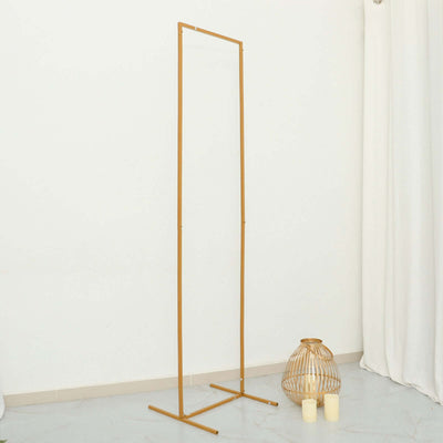 Slim Gold Metal Wedding Arch 6.5ft Rectangular Backdrop Stand - Floral Display Frame