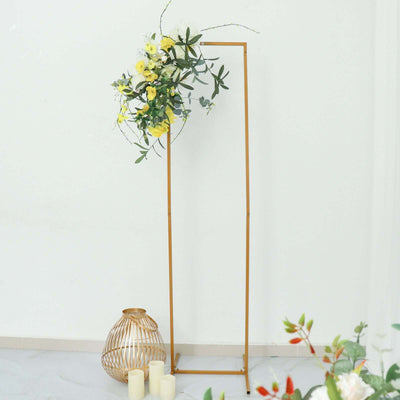 Slim Gold Metal Frame Wedding Arch, Rectangular Backdrop Stand, Floral Display Frame 5.5ft